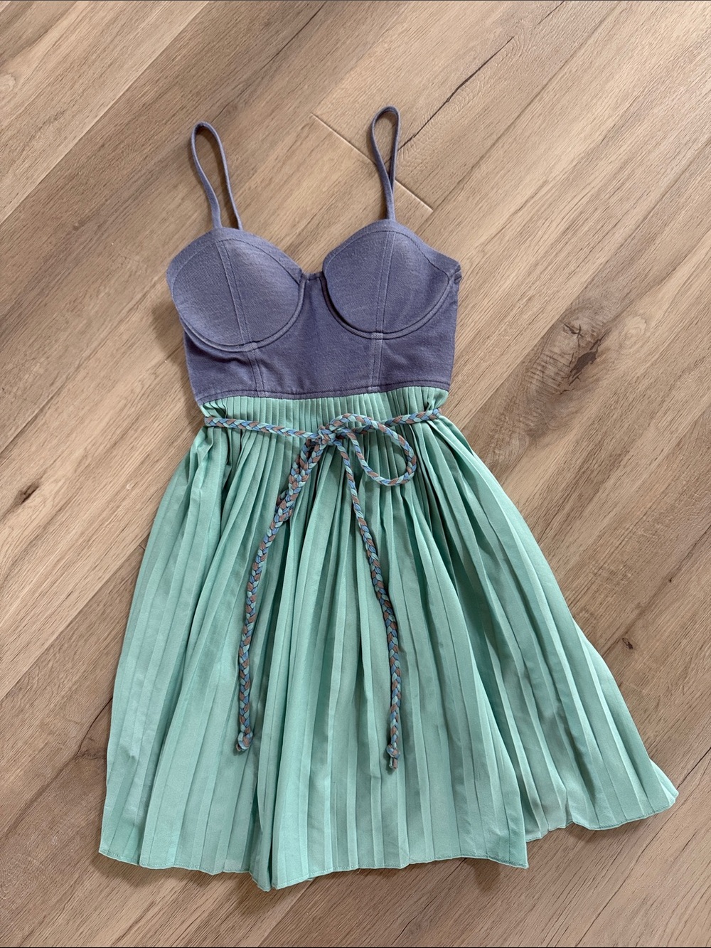 Jessica Simpson Two-Tone Pleated Skirt Dress in Lavender and Mint